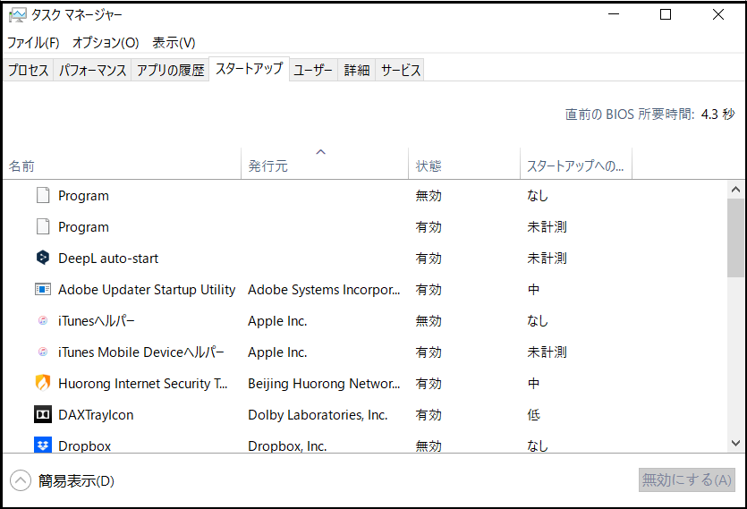 タスクマネージャー‐スタートアップ