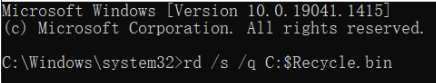 ゴミ箱が壊れていますrd /s /q C:$Recycle.bin