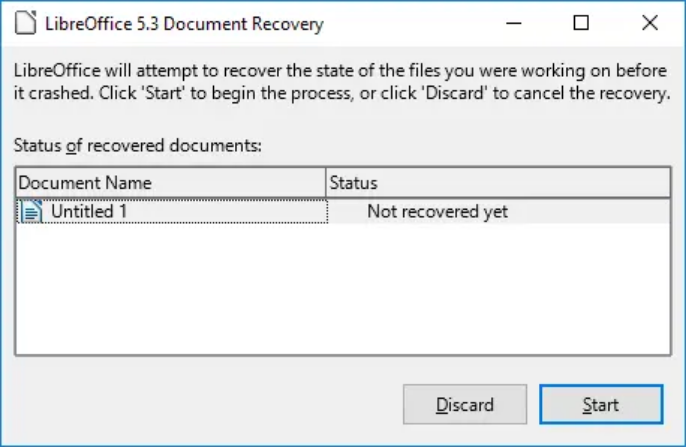 LibreOfficeの自動回復