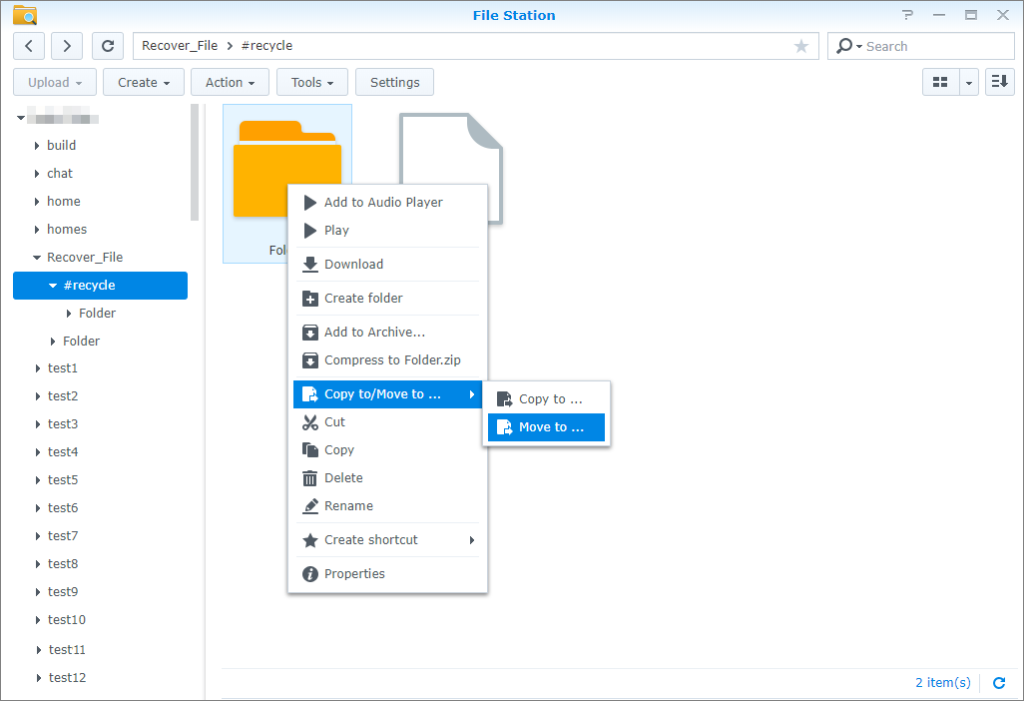 Synology NAS 上の削除されたファイルをごみ箱 2 から復元する