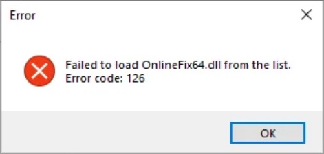onlinefix64.dll エラー プロンプト コード 126