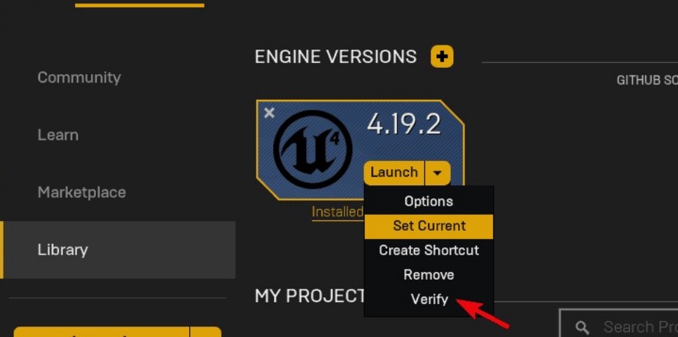 Unreal Engine > ライブラリ > 確認