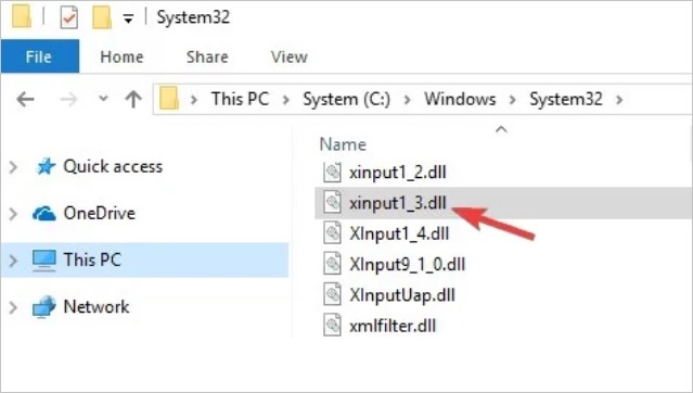 c:\Windows\System32查看Xinput1_3.dll