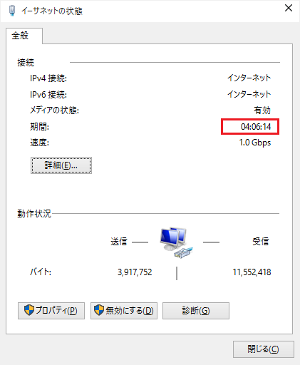 接続状態 - 期間
